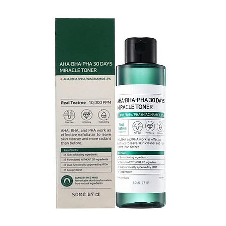 Some By Mi AHA.BHA.PHA 30 Days Miracle Toner 150ml — відновлюючий тонер для проблемної шкіри, з кислотами, нейтральний