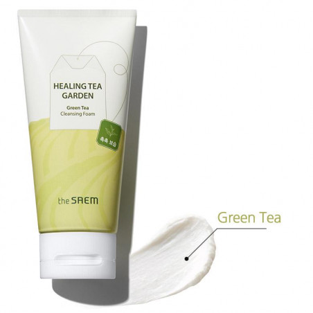 The Saem Healing Tea Garden Green Tea Cleansing Foam 150ml — антиоксидантна пінка для вмивання, екстракт зеленого чаю,