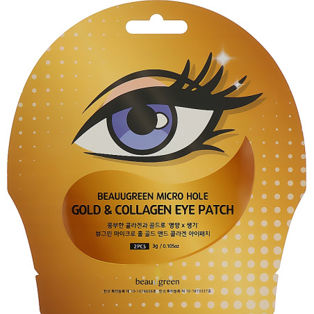 Мікро-патчі Beauugreen Micro Hole Eye patch Gold collagen 2 шт — омолоджуючий догляд, екстракт золота, колаген, для зони