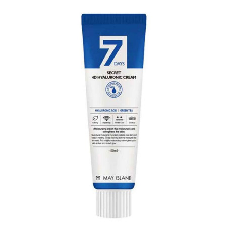 Зволожуючий крем з 4-ма видами гіалуронової кислоти MAY ISLAND 7DAYS SECRET 4D HYALURONIC CREAM 50ml — глибоке зволоження усіх