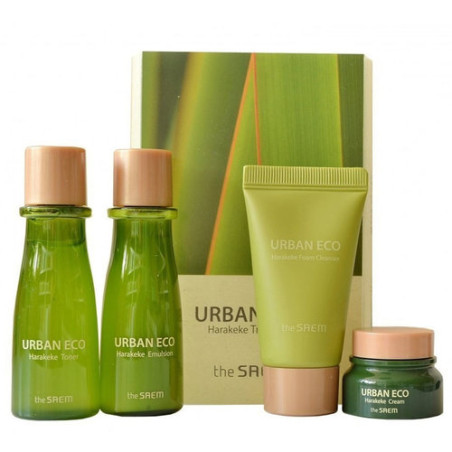 Набір The Saem Urban Eco Harakeke Travel 4 Kit — зволожуючі мініатюри з екстрактом новозеландського льону — вигляд товару