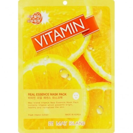 Тканинна маска May Island Real Essence Vitamin Mask Pack 25ml — з вітаміном С, зволоження, сяйво шкіри, усунення слідів