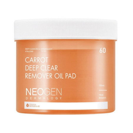 Neogen Carrot Deep Clear Remover Oil Pad 60 шт — очищуючі педи, бета-глюкан, екстракт морінги, глибоке очищення — вигляд товару