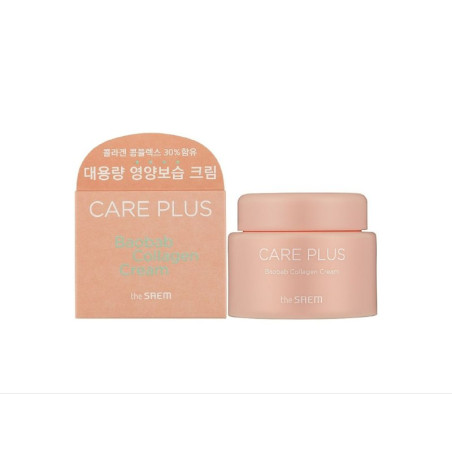 Крем для обличчя The Saem Care Plus Baobab Collagen Cream 100 мл — морський колаген, екстракт баобабу, зміцнення шкірного