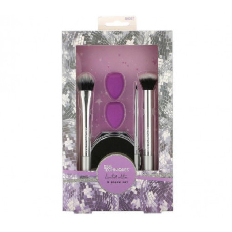 Набір для макіяжу Real Techniques Poppin Perfection Makeup Brush Set з щітками, спонжами та дзеркалом 6 шт — професійні