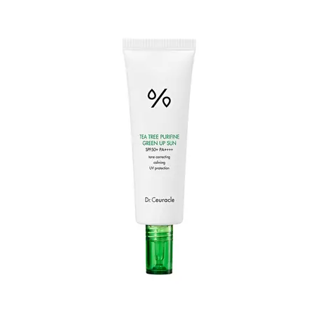 Сонцезахисний крем Dr.Ceuracle Tea Tree Purifine Green Up Sun SPF 50+ PA++++ 50ml — захист від УФ, усунення почервонінь,