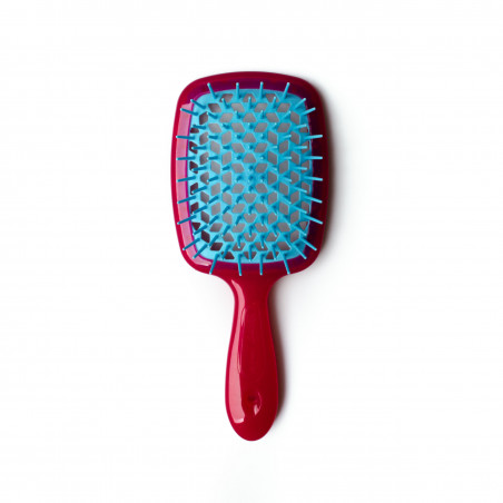 Щітка для волосся JANEKE SUPERBRUSH малинова з блакитним — швидке розплутування, підходить для мокрого волосся — вигляд товару