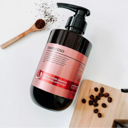 Шампунь Moremo Caffeine Biome Shampoo 500ml — проти випадіння волосся, для сухої шкіри голови, лактобактерії, кофеїн — текстура