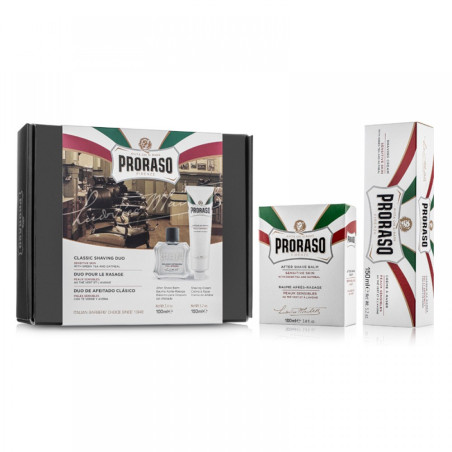 Набір для гоління Proraso Duo Pack Sensitive 150/100ml — з вівсяним екстрактом, зеленим чаєм, для жорсткої щетини, пом'якшує