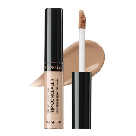 Рідкий консилер The Saem Cover Perfection Tip Concealer #1,5 Natural Beige 6,5g — кремова текстура, некомедогенний, не