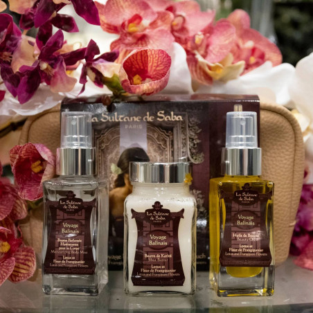 Набір догляду за тілом La Sultane De Saba Trousse Voyage Balinais Gift Set (олія 50мл, масло каріте 50мл, скраб 100мл) — усуває