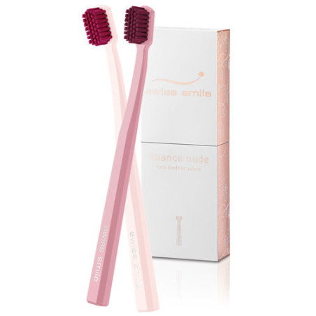 Набір зубних щіток Swiss Smile Nuance Nude (2 шт) — округлені кінчики, не травмують емаль, покращений доступ у важкодоступні
