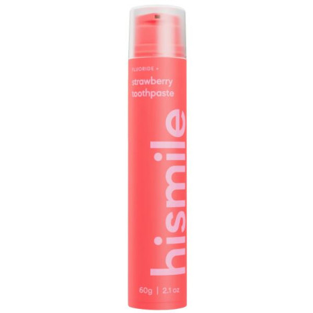 Зубна паста Hismile Strawberry Toothpaste 60g — смак полуниці, без SLS та парабенів, для чутливих зубів, формула Fluoride+ —