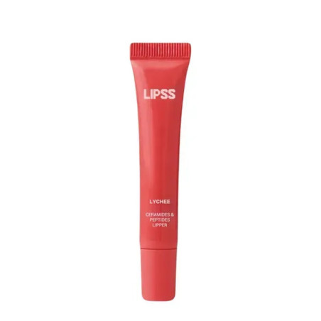 Блиск для губ LIPSS Lychee Spritz Ceramides Peptides Lipper 8ml — кораловий з золотистими блискітками, аромат лічі, збільшення