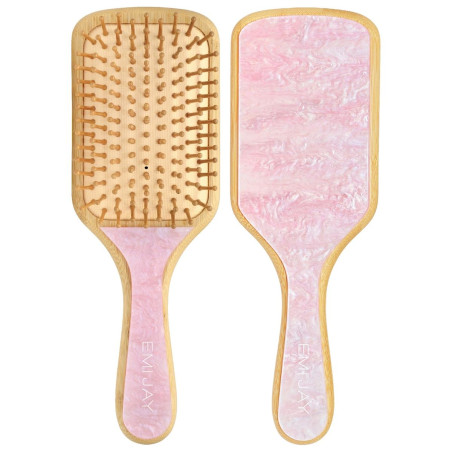Бамбукова щітка для волосся EMI JAY Bamboo Paddle Brush in Pink Sugar — натуральні бамбукові щетинки, делікатне розчісування,