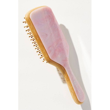 Бамбукова щітка для волосся EMI JAY Bamboo Paddle Brush in Pink Sugar — 325 дворівневих подовжених зубчиків, ергономічна ручка,