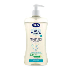 Chicco Baby Moments Gentle Body Wash And Shampoo 500 мл — ніжний гель-шампунь для тіла та волосся Без Сліз з екстрактом вівса —