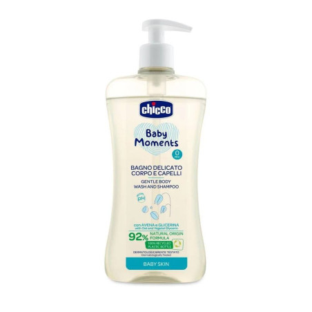 Chicco Baby Moments Gentle Body Wash And Shampoo 500 мл — ніжний гель-шампунь для тіла та волосся Без Сліз з екстрактом вівса —