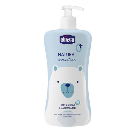 Chicco Natural Sensation Baby Shampoo 500 мл — шампунь Без Сліз з алое, мигдалем та бетаїном, гіпоалергенний — упаковка