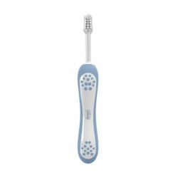 Зубна щітка Chicco First Milk Teeth 6-36 mesi months блакитна — для очищення молочних зубів, ніжний масаж ясен, м'які ворсинки