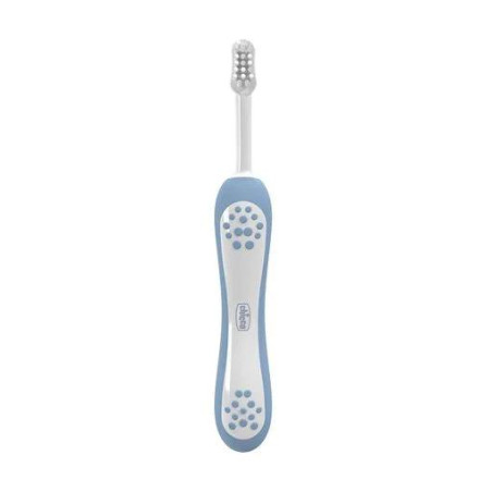 Зубна щітка Chicco First Milk Teeth 6-36 mesi months блакитна — для очищення молочних зубів, ніжний масаж ясен, м'які ворсинки