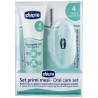 Набір дитячий Chicco My First Toothbrush Set: гель для ясен + зубна щітка-масажер для дітей від 4 місяців 2 шт — аплікація