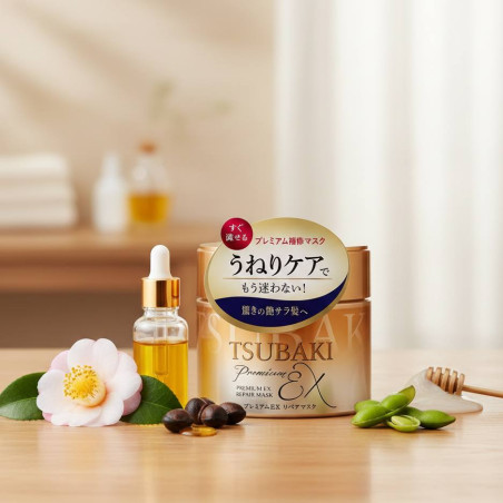 Маска для волосся TSUBAKI Premium Repair Mask 180 г — глибока реконструкція, заповнює мікропошкодження, після ламінування —