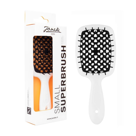 Щітка для волосся JANEKE SUPERBRUSH SMALL біла з чорним — італійська технологія, бджолині стільники, делікатне розчісування —