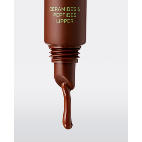 Блиск для губ шоколадний з ароматом дубайського щоколаду LIPSS Dubai Chocolate Ceramides Peptides Lipper 8ml — доглянутий