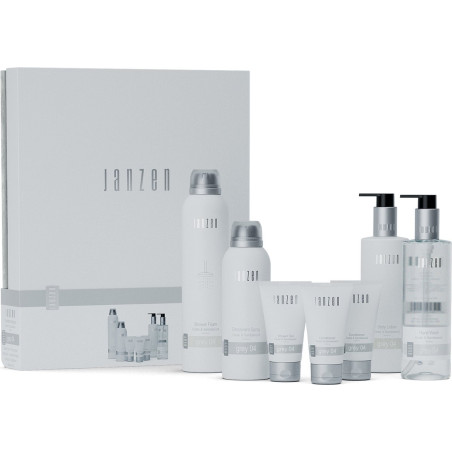 Подарунковий набір Впевнені Моменти з 7 засобами для догляду JANZEN Confident Moments Grey 04 Cedar Sandalwood — комплексний