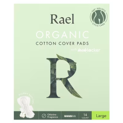 Прокладки жіночі Rael Organic Cotton Cover Pads with Leak Locker Large з органічної бавовни без хлору 14 шт — 100% органічна