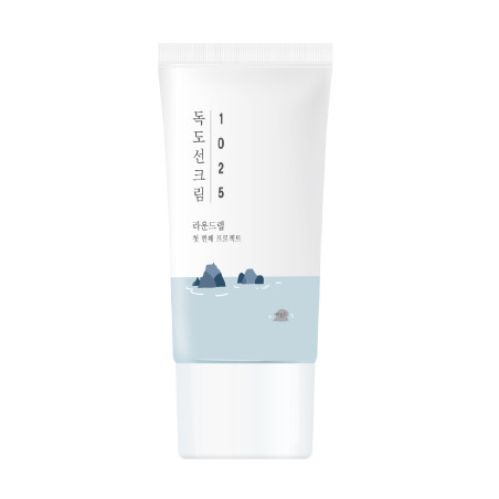 Крем сонцезахисний Round Lab 1025 Dokdo Sunscreen з морською водою, гіалуроном, ніацинамідом та пантенолом 50 мл — захист від