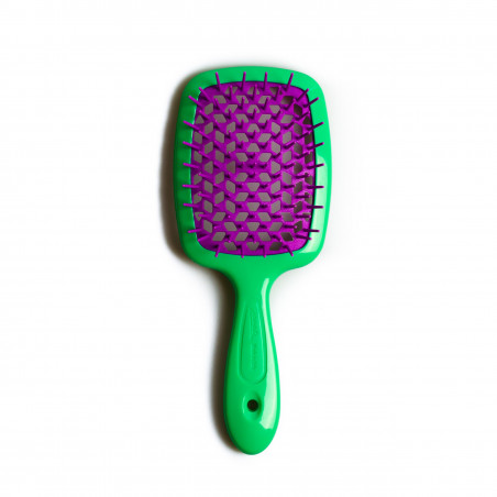 Щітка для волосся JANEKE SUPERBRUSH зелена з фуксією — рівномірне розподілення повітря фена, не травмує волосся — вигляд товару