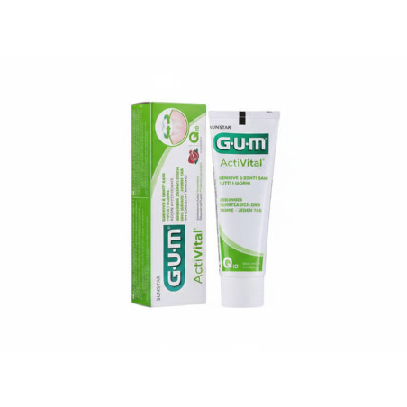 Зубна паста GUM Activital 75ml — антиоксиданти, коензим Q-10, екстракт граната, зміцнення ясен, ремінералізація емалі — упаковка