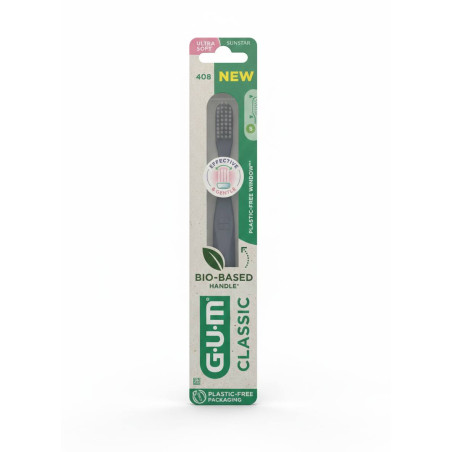 Зубна щітка GUM Classic Bio-Based Handle Ultra Soft — тонкі щетинки, гігієна ясенної борозни, екологічна відповідальність —