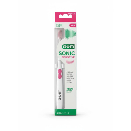 Зубна щітка GUM Sonic Sensitive Ultra Soft — ультрам'яка конічна щетина, звукове очищення 12 000 коливань/хв, бережний догляд