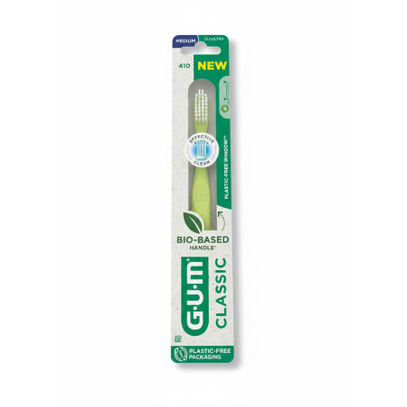 Зубна щітка GUM Classic Bio-Based Handle Medium — середня щетина, біопластикова ручка, глибоке очищення міжзубних зон,