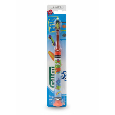 Зубна щітка GUM Junior Monster Light-Up Soft — для дітей 7-12 років, м'яка щетина, вбудований світловий таймер, бережний догляд