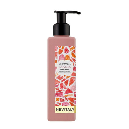 Крем незмивний для гладкості та блиску Nevitaly Shimmer Glow Styling 150 мл — з екстрактом бамбука, олією льону та гліцерином,