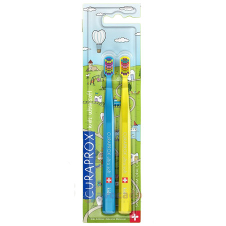 Набір дитячих зубних щіток Curaprox Kids Ultra Soft Duo Special Edition 2025 — для дітей віком 4-12 років, 5500 м'яких щетин,