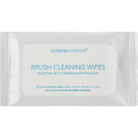 Colorescience Brush Cleaning Wipes 20 шт — м'яка текстура, делікатна взаємодія із ворсом, компактне упакування — вигляд товару
