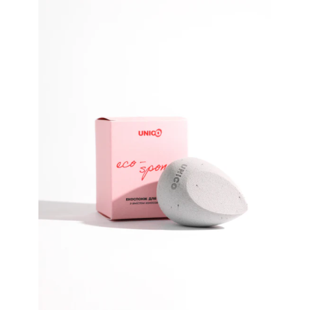 Екоспонж для макіяжу з пудрою кокосу сірий Unico Eco Sponge Soft With Coconut Powder — ультрам'яка текстура, екологічний, ефект
