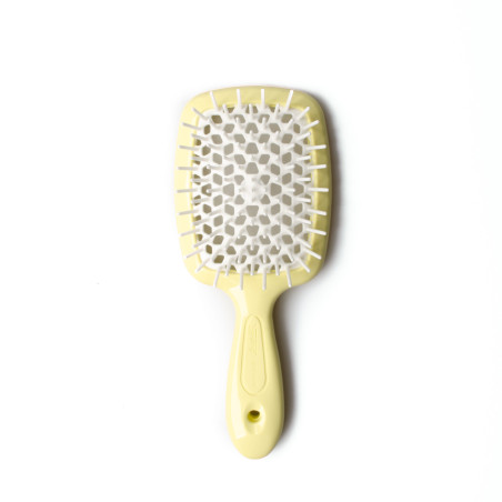 Щітка для волосся JANEKE SUPERBRUSH жовта з білим — делікатний масаж голови, легке розплутування, не електризує, для всіх типів