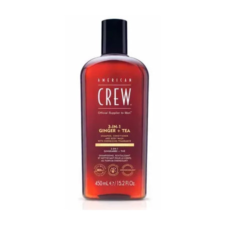 Засіб по догляду за волоссям та тілом 3 в 1 American Crew 3 In 1 Energizing Ginger + Tea 450ml — шампунь, кондиціонер і гель