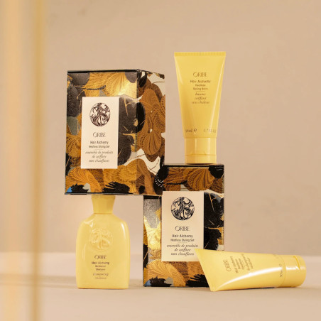 Набір святковий Oribe Hair Alchemy Heatless Styling Set — зміцнювальні засоби у travel-форматі, мінімізує випадіння, підтримує