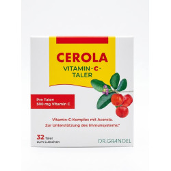 Комплекс вітаміну C з ацеролою Dr Grandel Cerola Vitamin-C-Taler 32 stuck — 500 мг на талер, для підтримки імунітету — фото 1