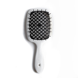 Щітка для волосся JANEKE SUPERBRUSH біла з чорним — делікатний масаж голови, легке розплутування, не електризує, для всіх типів