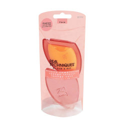 Блендер Real Techniques Miracle Complexion Sponge + Travel Case — багатофункціональний спонж 3-в-1, округла частина для