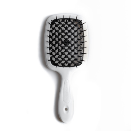 Щітка для волосся JANEKE SUPERBRUSH біла з чорним — делікатний масаж голови, легке розплутування, не електризує, для всіх типів