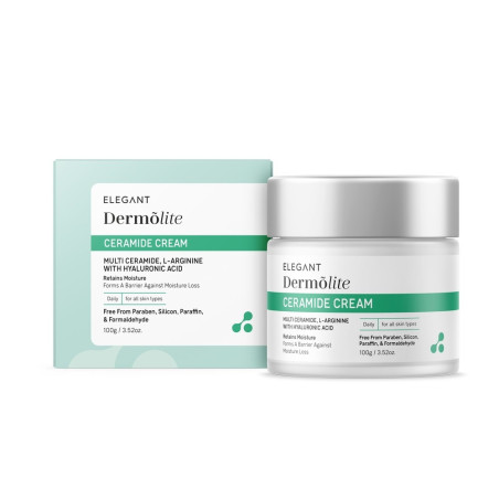 Elegant Dermolite Ceramide Cream 100g — керамідний крем для обличчя з мультикерамідами, аргініном та гіалуроном, для сухої та